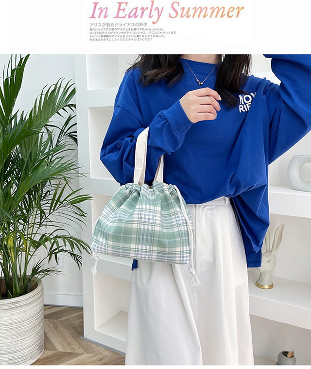 JK Japanese-style small bucket tote canvas bag, new simple and versatile, artistic single-shoulder hand-carry lunch box bag for women undefined