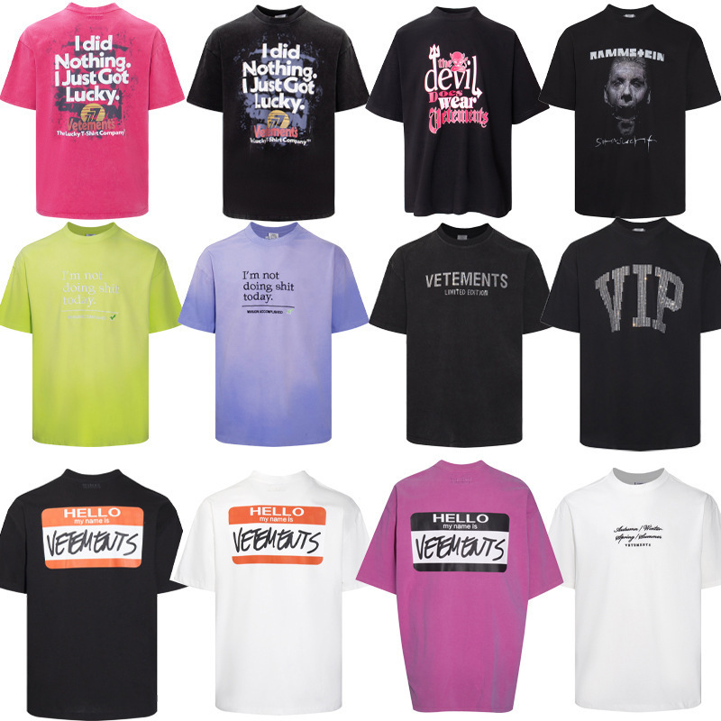 Vtm American-Style New Vintage Washed Letter Print Loose Versatile Casual Short-Sleeve T-Shirt Unisex