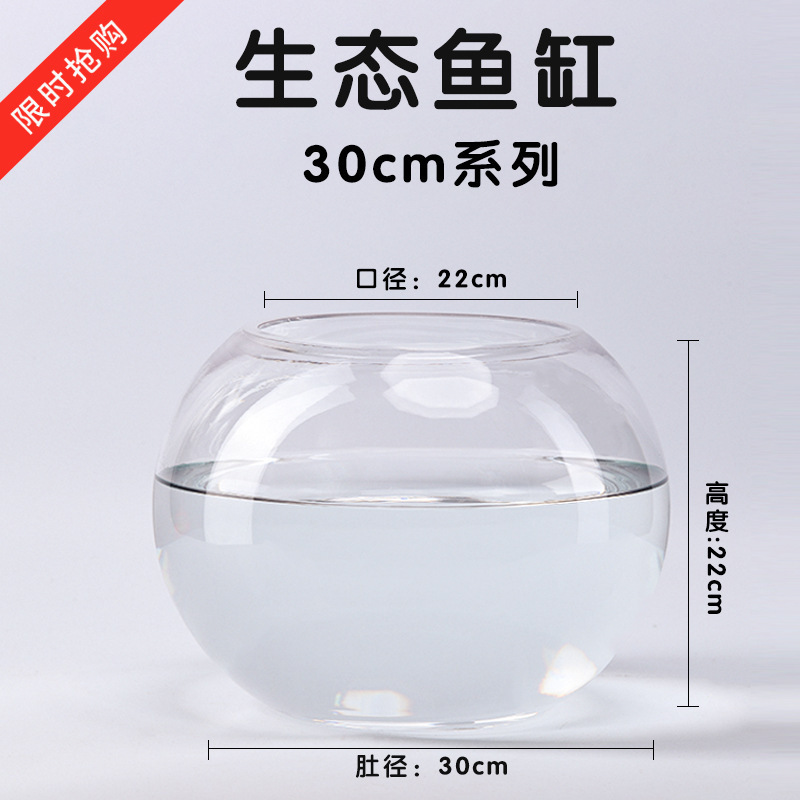 オフィスの小さな水槽は透明なガラスの亀のかめの客間の家庭のデスクトップの円形のミニ金魚鉢を厚くします。|undefined