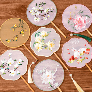 Tuan Fan Summer Chinese Style Suzhou Dance Round Fan Hanfu Cheongsam Double-sided Embroidery Antique Children's Dancing Fan Children