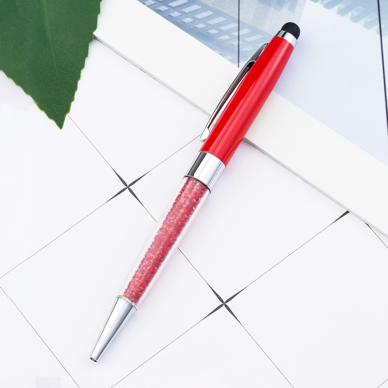 Bolígrafo de cristal de metal rotativo bolígrafo de diamante de escritura de papelería coreana bolígrafo de pantalla táctil