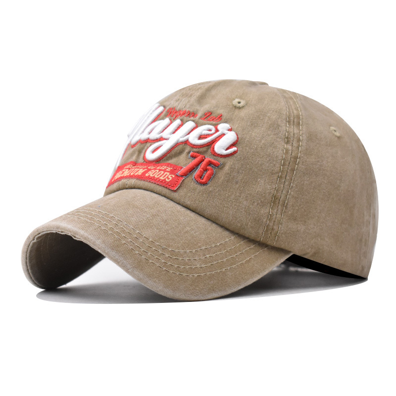 Nuevo sombrero de béisbol transfronterizo jugador de algodón lavado sombrero de sol bordado estilo coreano gorra de pico de los hombres