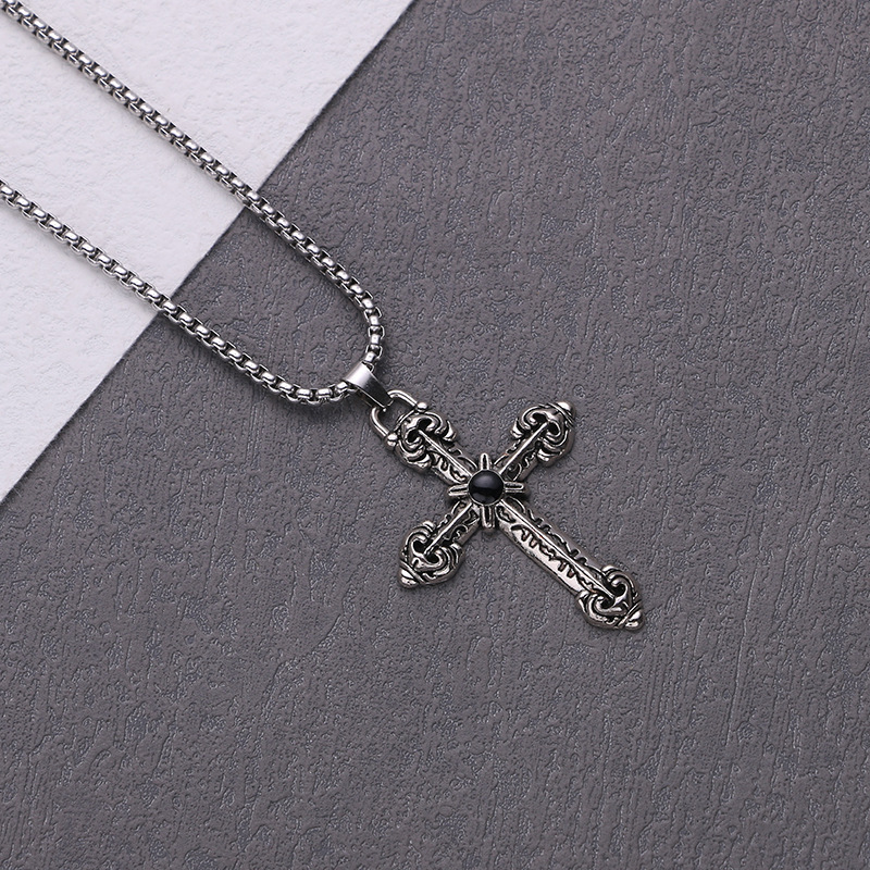 Hip-hop Retro Cross Alloy Plating Men's Pendant Necklace display picture 2