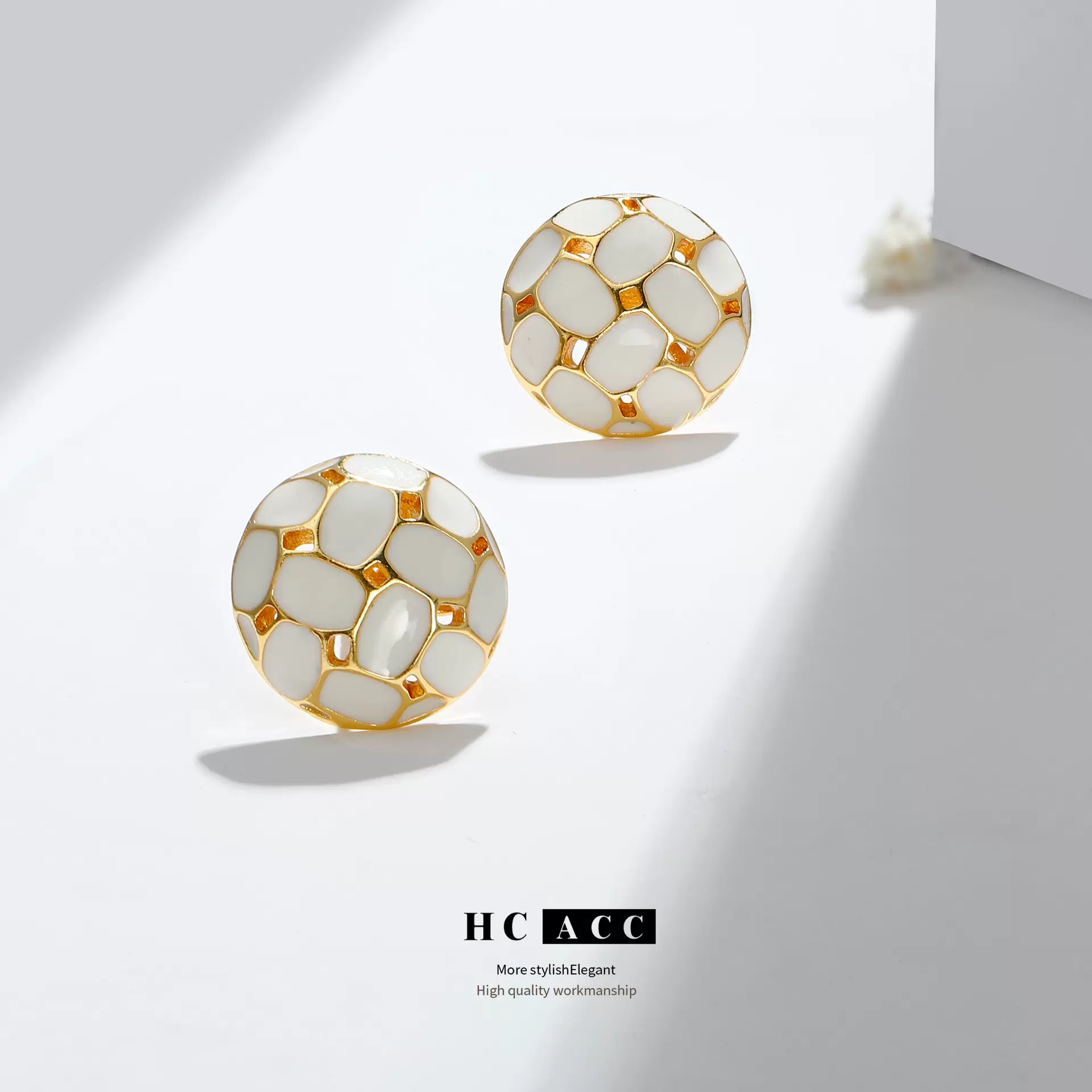 欧美风轻奢精致圆形耳环珐琅工艺高级感女耳环复古小众设计感饰品