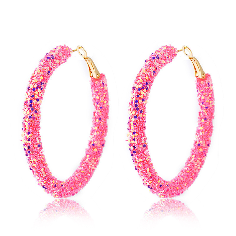 Hoop Earrings Classification 1 Pair Streetwear Sequins Plating Metal Hoop Earrings