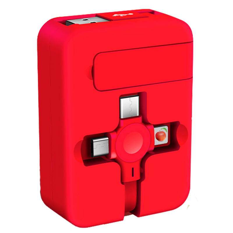 Generación macaron soporte de almacenamiento retráctil cable de carga tres en uno logo regalo al por mayor cable de datos de uno a tres