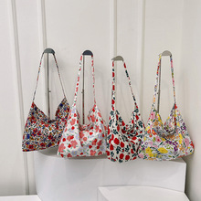 韩风ins风清新花朵包春夏薄款纯棉单肩包斜挎包大容量女包帆布袋