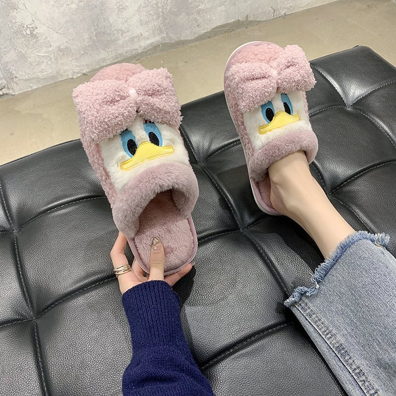 Daisy Donald Duck Winter Cute Cartoon Mao Mao Couple Winter Slippers Ins Indoor Cotton Slippers Home Shoes