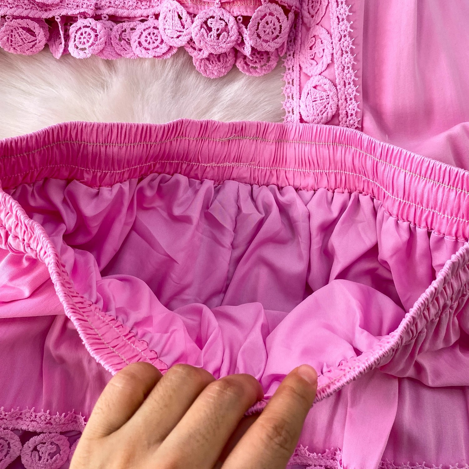 Elegantes Damen Zweiteiler Set Rosa Spitzenbluse Mit Rock_voghion.com