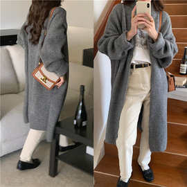 韩版女式复古厚实慵懒软糯长款开衫毛衣外套 3色现货