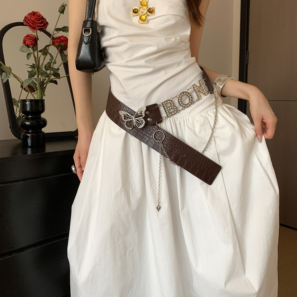 Design retro brown small waist rope