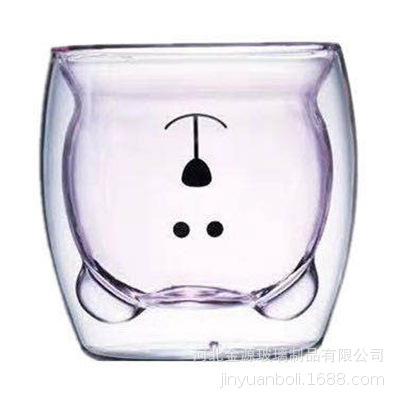 Dibujos animados lindo colorido transparente vidrio de doble capa taza de café taza de vidrio borosilicato taza de oso jugo taza de leche