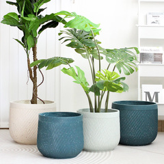 Nordic simple balcony large diameter big belly piano leaf banyan green plant home ceramic magnesium oxide living room floor-standing large flower pot