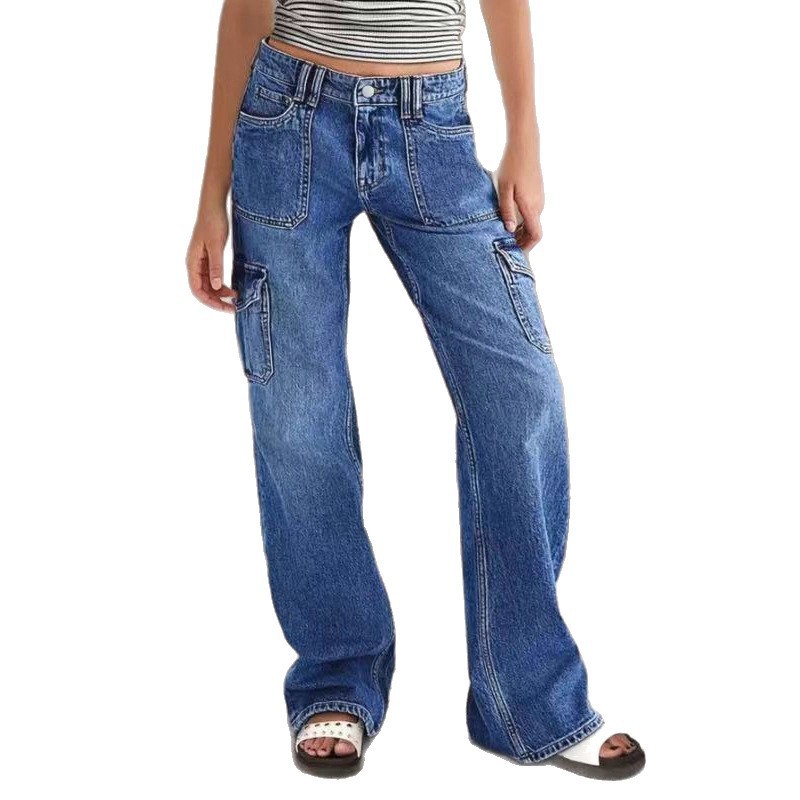 Jeans droits slim taille haute élastiques pour femmes, collection automne européenne et américaine_voghion.com