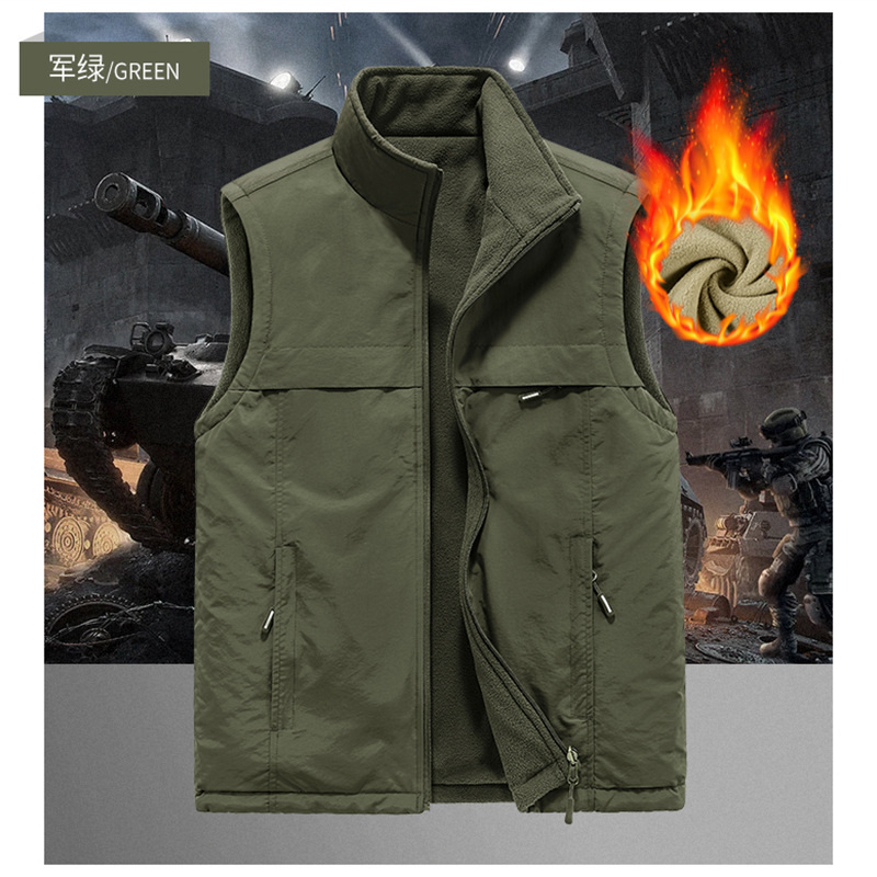 Invierno transfronterizo de lana de dos lados para hombres abrazadera de caballo para vestir el ocio grueso chaleco chaqueta ropa de trabajo chaleco personalizado