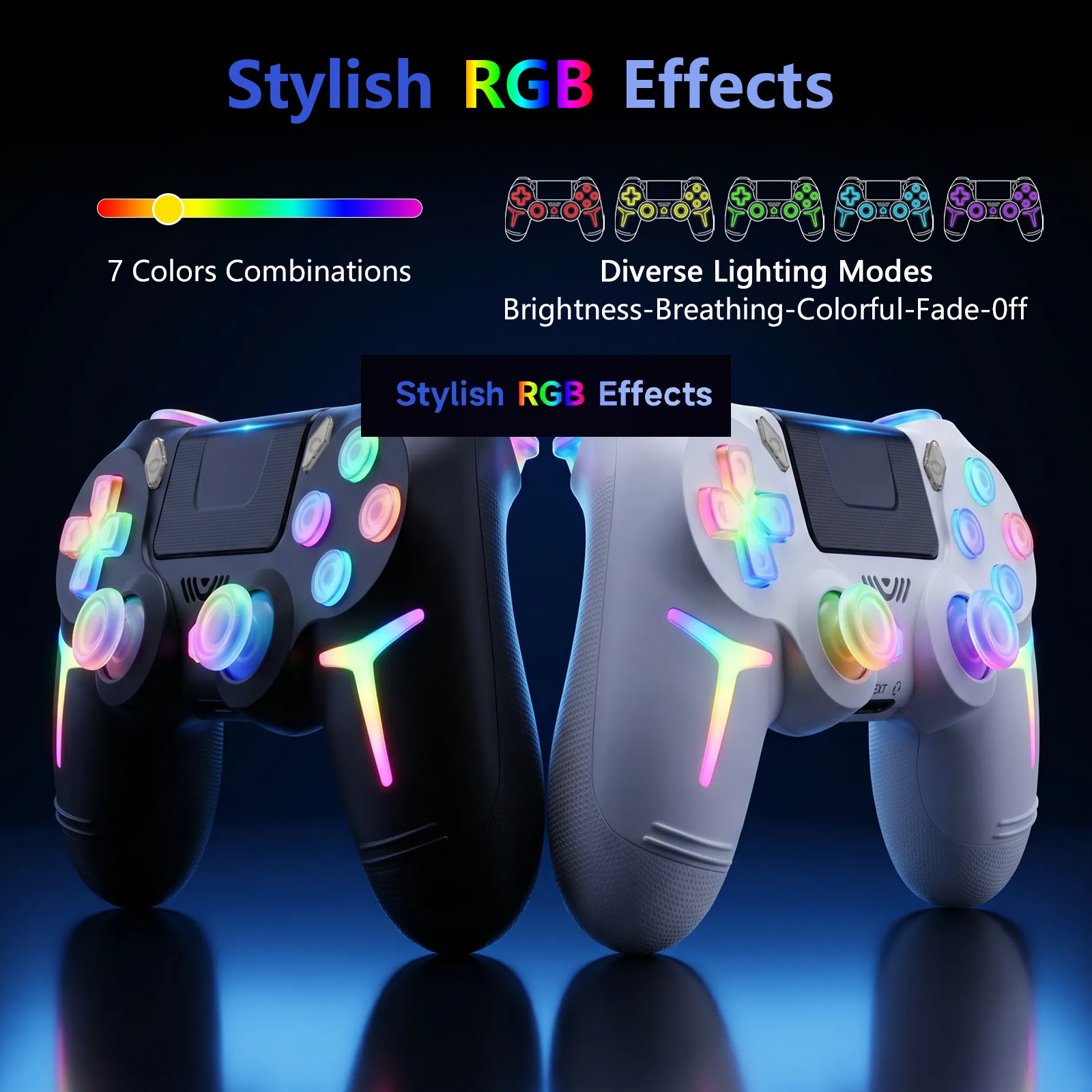 Fabricante PS4 inalámbrico Bluetooth control de juegos con luz RGB doble vibración de seis ejes PC control de juegos de vapor