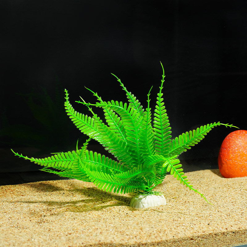 Pecera Decoración Planta Flor de plástico Flor falsa Pecera Paisaje Hoja de bambú Simulación al por mayor Agua de hierba Hotel Decoración de mesa de arena