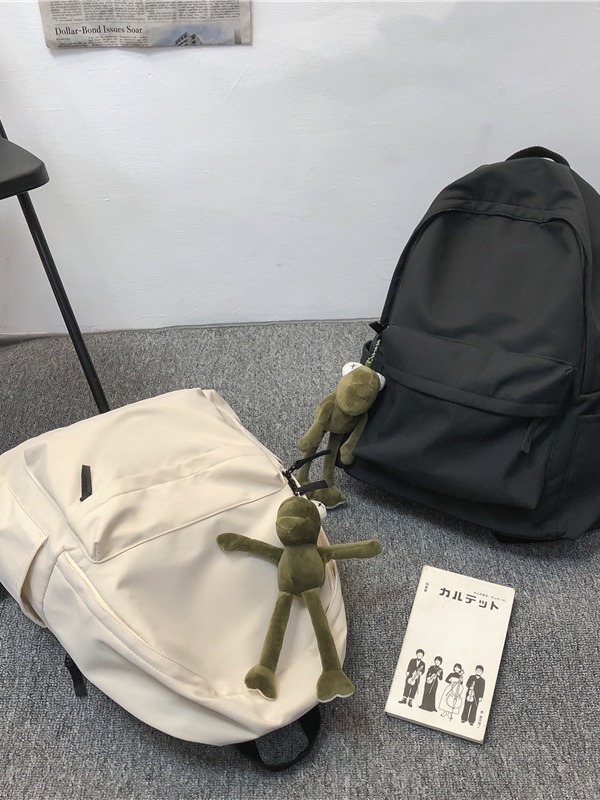 双肩包复古风简约纯色百搭书包大容量学生背包|undefined