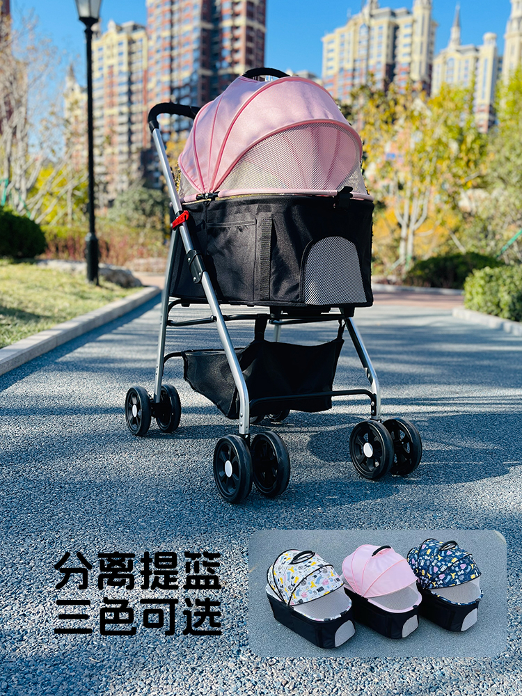 테디 개 애완 동물 카트 작고 중간 노인 개 여행 고양이 카트 경량 접이식 분리