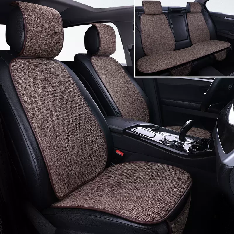 新款汽车坐垫四季通用防滑透气亚麻坐垫小蛮腰五座布艺全套座椅垫