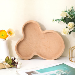 Wooden fruit dessert plate creative hotel tableware plate baking dessert sushi tray round living room bread fruit plate