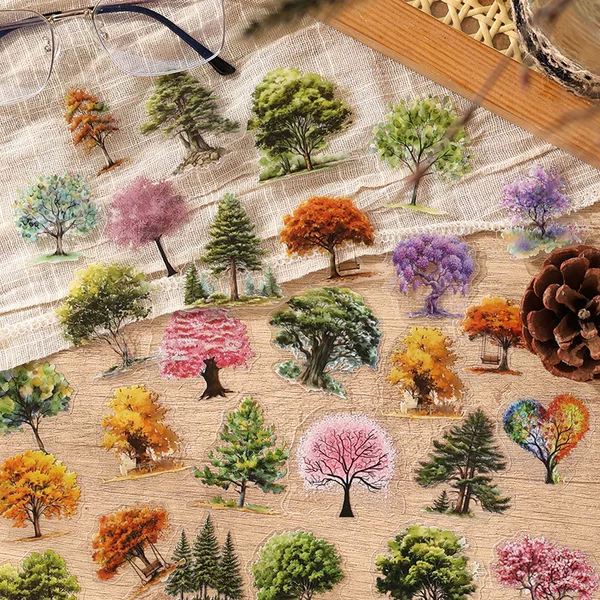 Pet Sticker Pack with Trees, Natural Freshness, Forest, Four Seasons, Leaves, Photo Album, Journal Decoration, Student DIY Decoration Materials