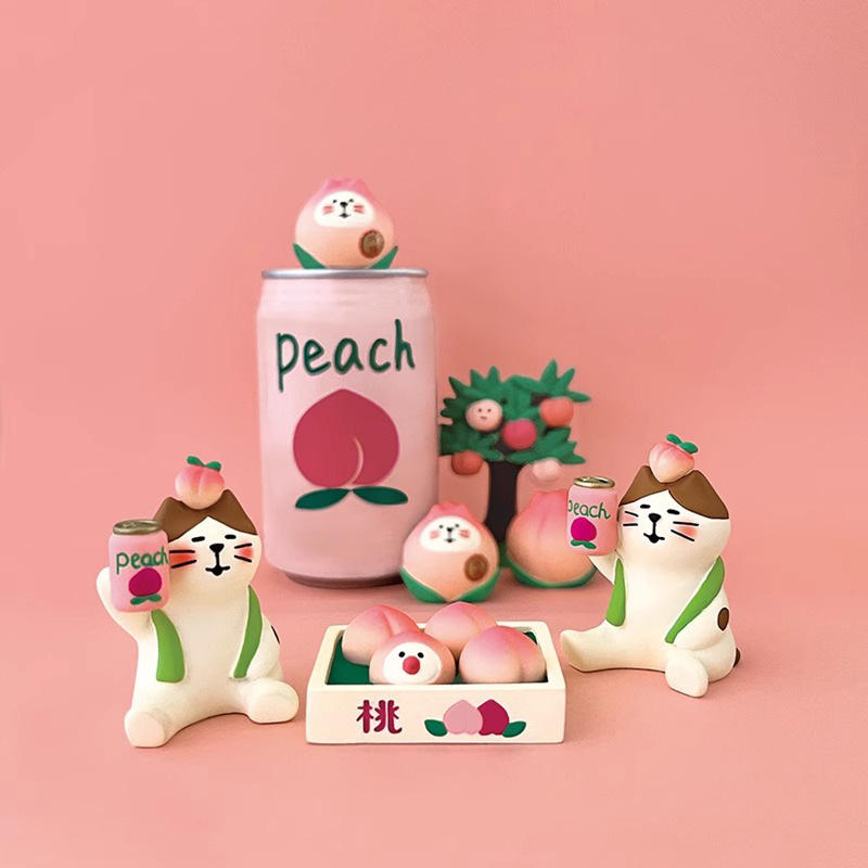 日式猫桃子摆件 创意潮玩手办盲盒装饰DIY手工配件树脂工艺品摆件|undefined