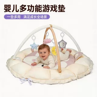 跨境亚马逊婴儿游戏垫爬行垫防滑宝宝卡通安抚圆形健身架玩具架