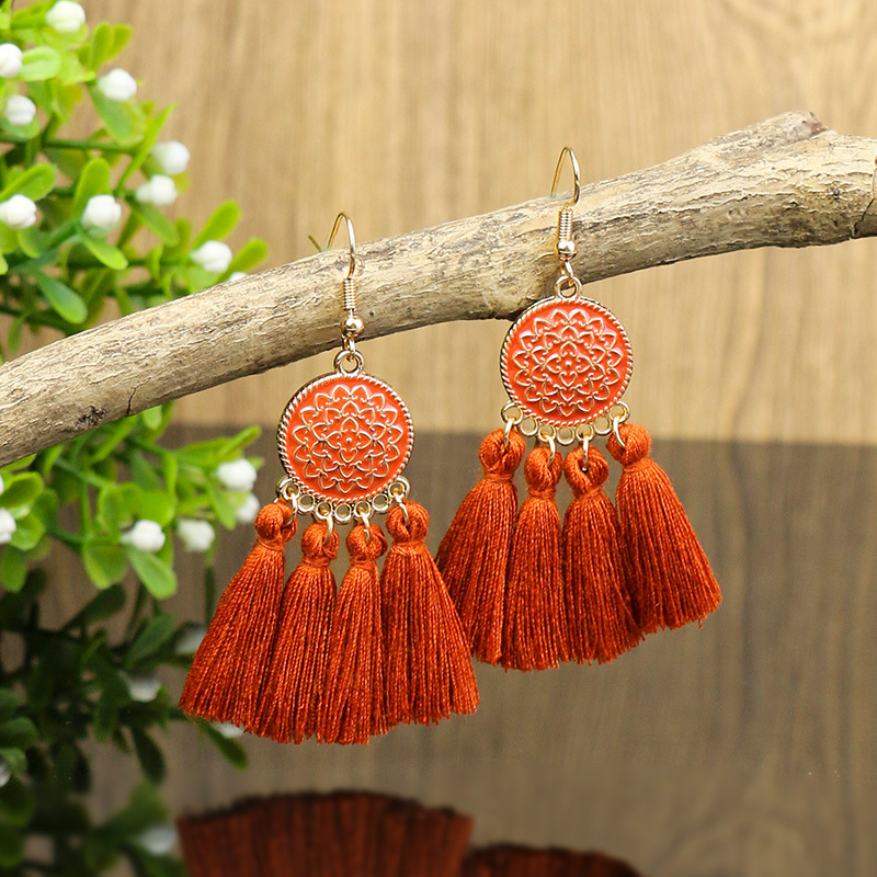 Vacation Bohemian Tassel Alloy Plating Women's Drop Earrings 1 Pair display picture 9