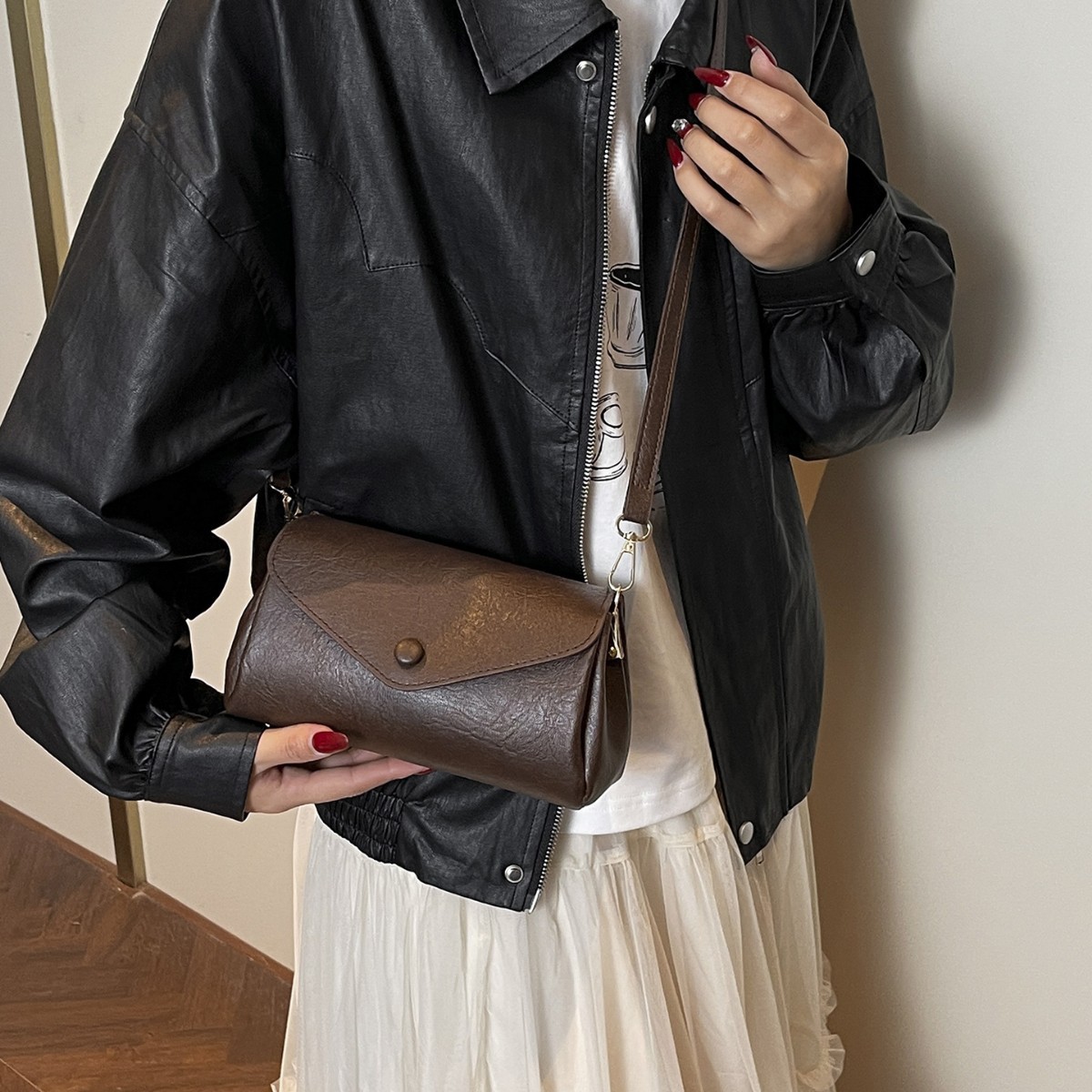 Elegante borsa a tracolla da donna borsa a fisarmonica semplice_voghion.com