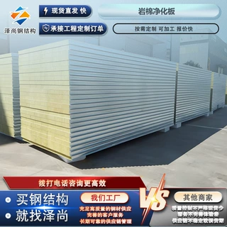 定制防火夹芯岩棉板 无尘车间用隔热保温洁净板 机制岩棉净化板