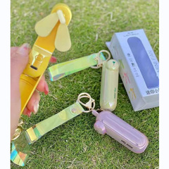 創意動物造型鑰匙扣風扇摺疊隱藏扇葉開關戶外便攜手繩包包扣風扇