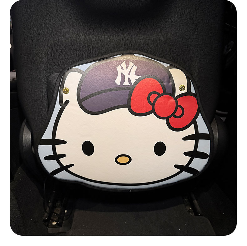 Hatted Kitty Car Seat Back Anti-Kick Pad Women's Cute Car Leather Seat Back Anti-Stain Pad Cartoon Pad