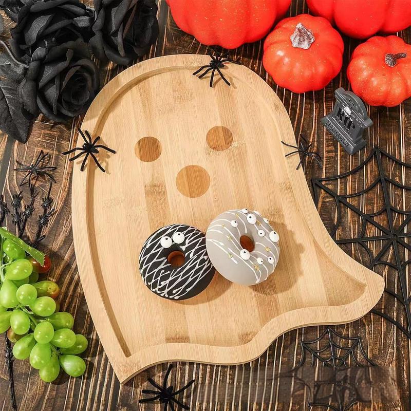 国境を越えた竹製ハロウィーンカボチャトレイパーティー装飾hallowen PumpkinPlate幽霊皿|undefined