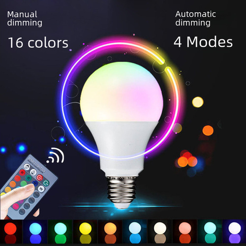 Manufacturer's RGB Bulb LED, 220V Colorful Bulb Remote Control Smart Bulb RGBW White Light E27