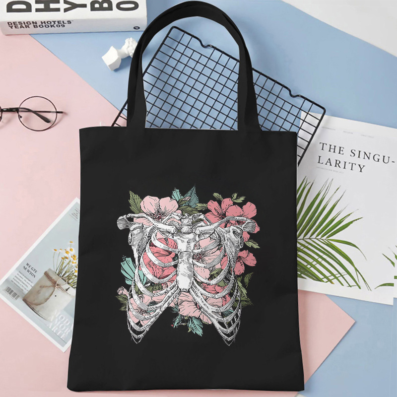 Halloween calavera impresa bolsa de lienzo 35 * 40 bolsa de gran capacidad para comprar bolsas de mano venta caliente transfronteriza 0902 - 8