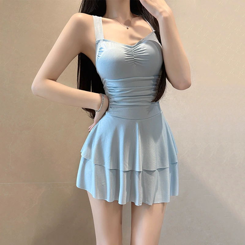 Monokini платье для плавания, Женщины, облегающая слойная юбка, цвета белый/серый синий/чёрный, размеры S–3XL