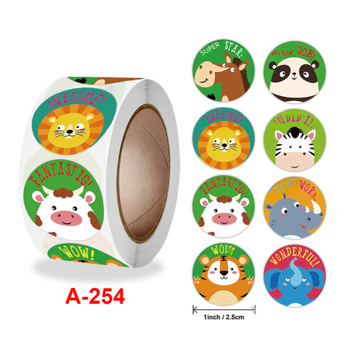 Wholesale Teacher Reward Student Sticker English Cartoon Pattern Fun Encouraging Label Stationery Sticker