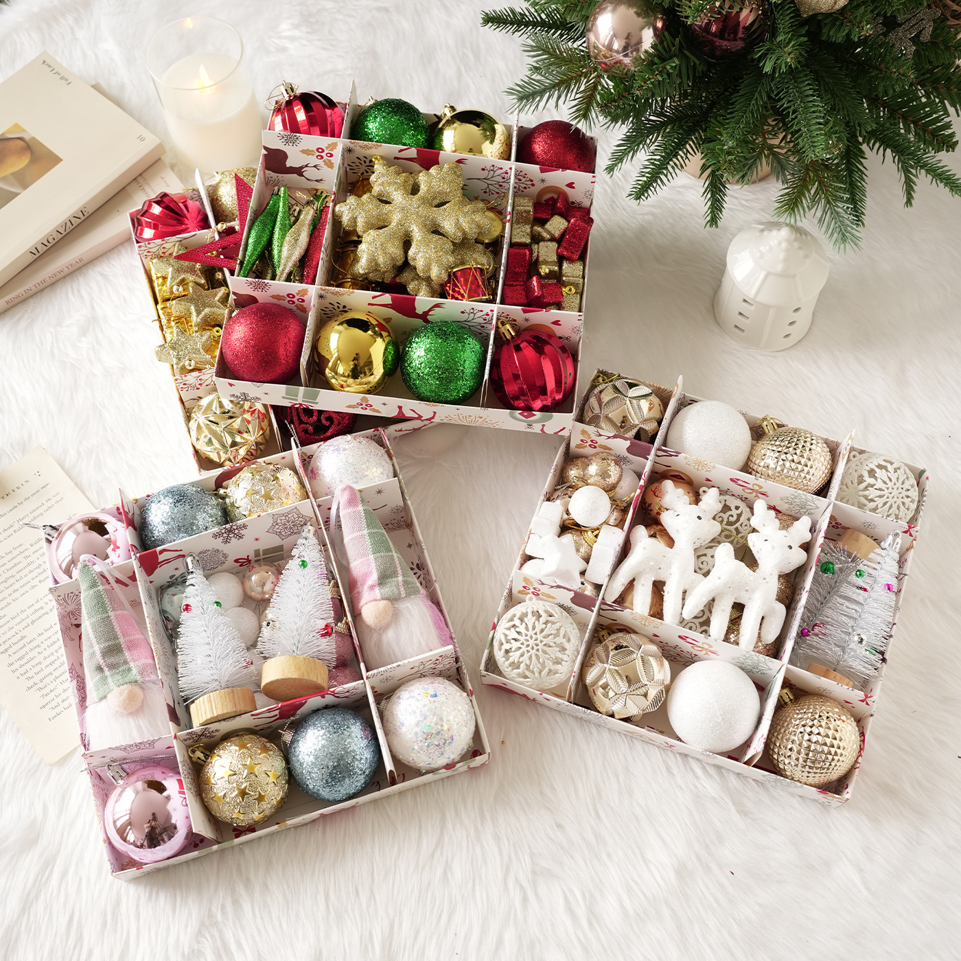 Nuevos productos transfronterizos paquetes de colgantes de bolas de Navidad en caja decoración de árboles de Navidad decoración de atmósfera de vacaciones decoración de colgantes en stock image 3