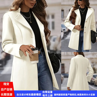 2025 Cross-Border Amazon Aliexpress Ebay Independent Station European and American Style Loose Casual Women's Woolen Outwear Autumn