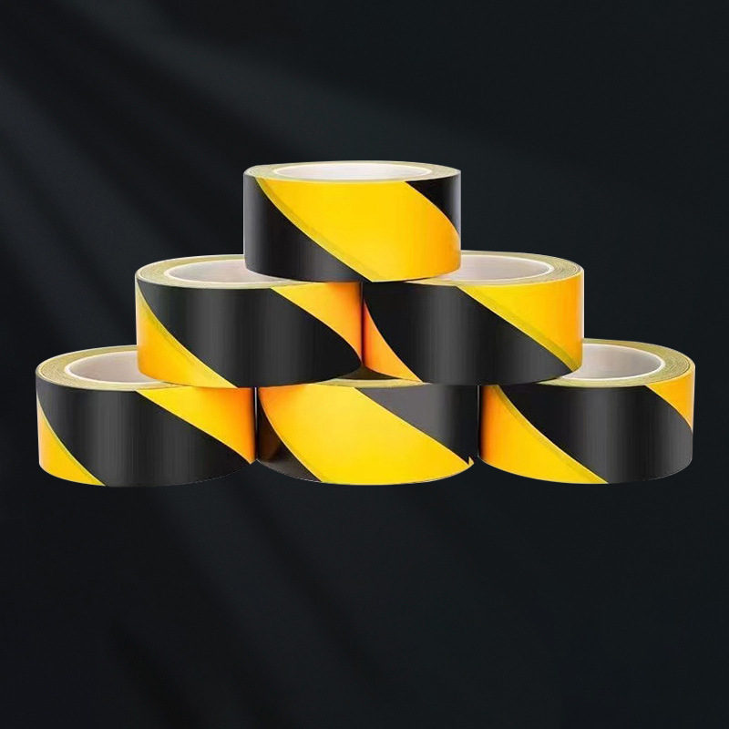 Cintas de advertencia amarillo, negro, rojo, punto de referencia de seguridad, alerta contra incendios, aislamiento de PVC, cinta adhesiva de suelo, pegatinas de color, cruz de cebra