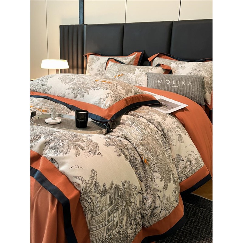 Light Luxury Style Class A Cotton Sanding Four-piece Set Autumn and Winter 100 Cotton Thickened Cotton Bed Sheet Quilt Cover High-grade Bedding