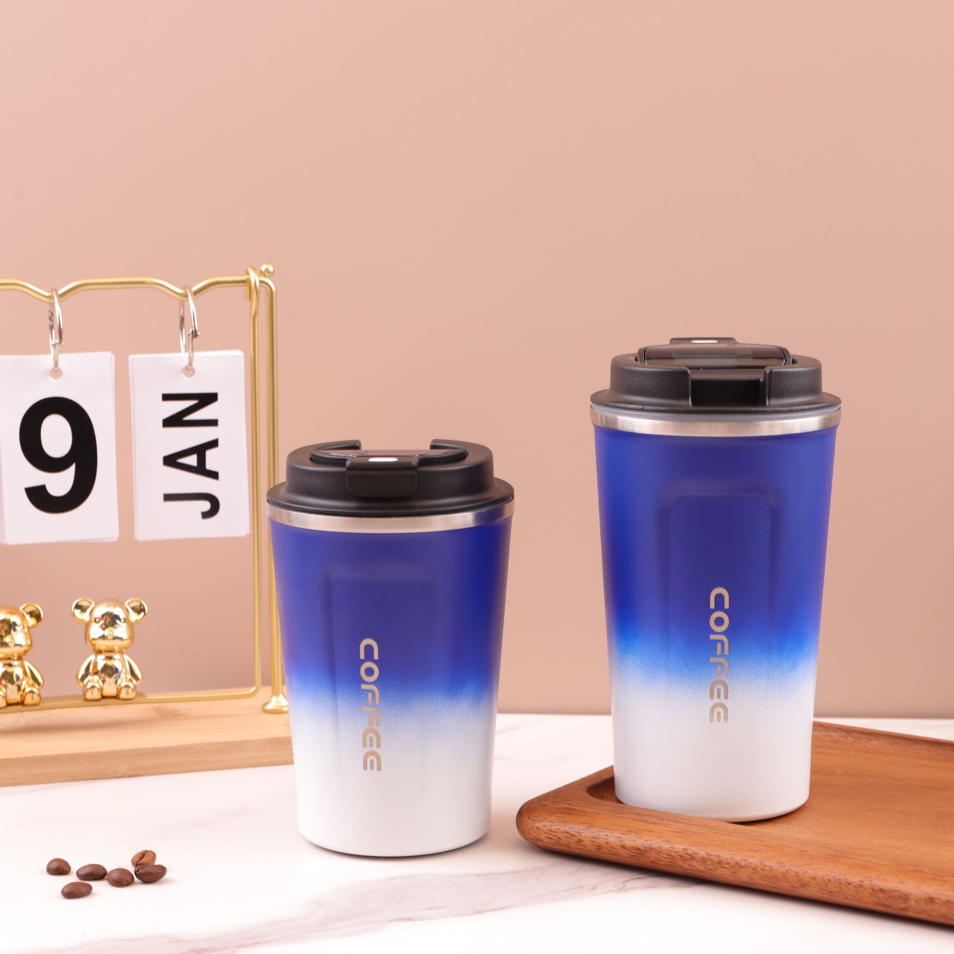 Ventas transfronterizas calientes de color gradiente 304 acero inoxidable solo puede aislar tazas de café portátiles al aire libre tazas de vacío de doble capa