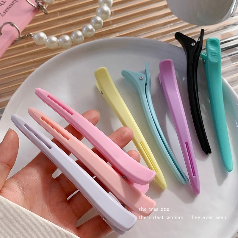 Colorful Seamless Hair Clips for Women with Bangs, Ins-Style Face-Washing Makeup Duckbill Clips, Side Hairpins, Hair Accessories~