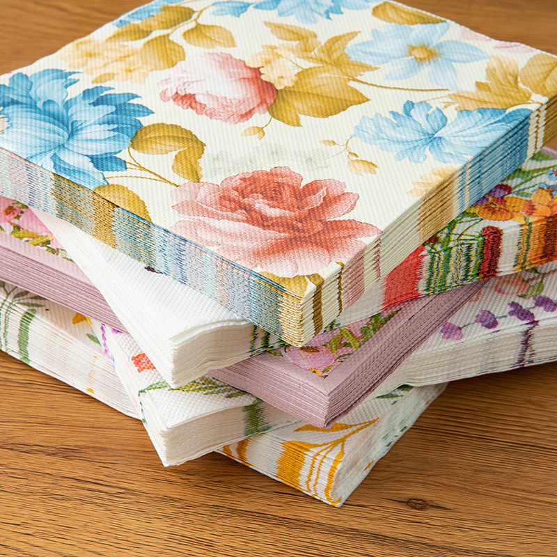 temu new color flower napkin amazon home kitchen table decoration printed paper towel small square paper towel
