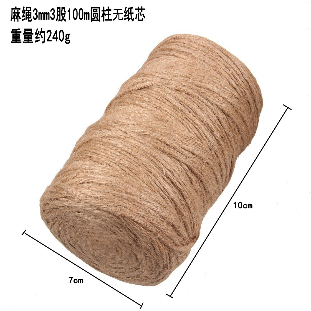 Cuerda de cáñamo de protección del medio ambiente, cuerda hecha a mano de bricolaje, decoración, embalaje, etiqueta, cuerda de cáñamo 1mm-20mm, varias especificaciones de grosor