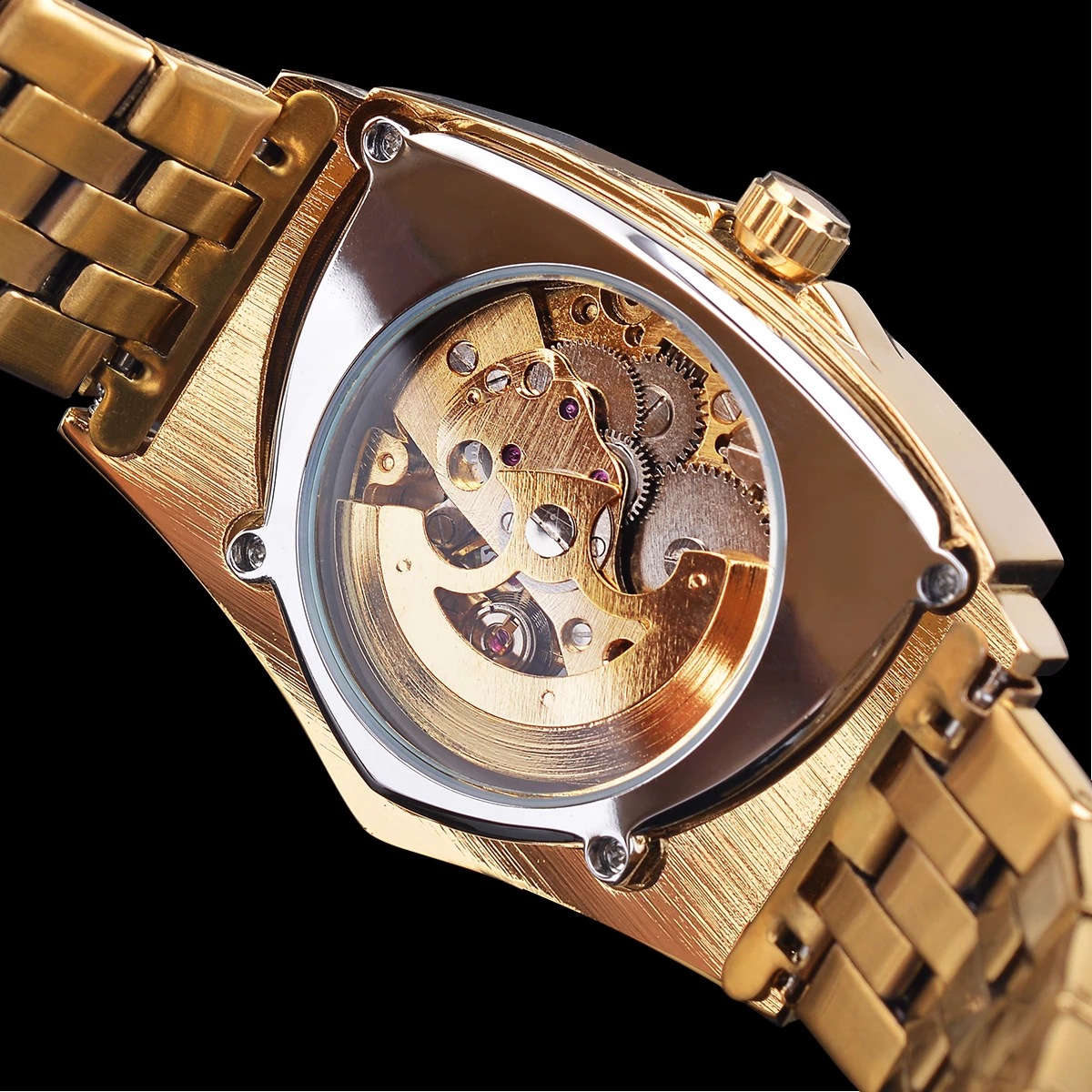 Winner's new triangular dial automatic mechanical watch Men's fashion hollowed out stainless steel watch_voghion.com