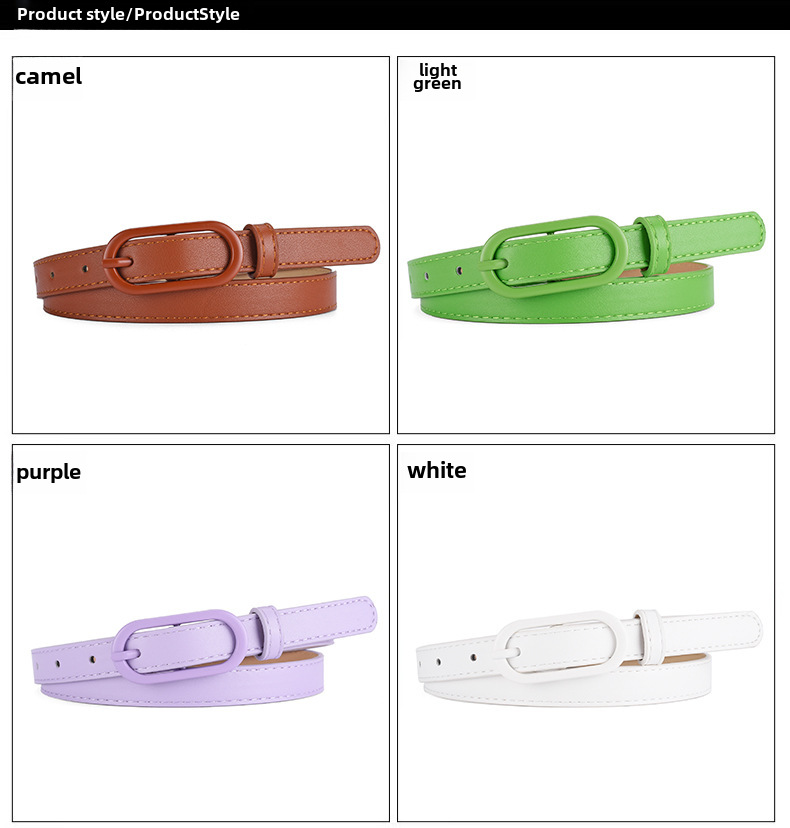 Macaron Color Matching UP Pin Buckle Belt Women's Dress All-match Decorative Belt Cross-border High-end Sense New Belt_viptrois.com