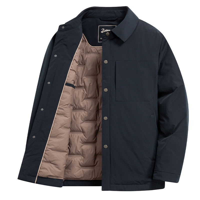 High-End down Jacket Men's 2025 Winter Shirt-Style Lightweight Goose down Jacket Light Business Casual Simple Warm Jacket