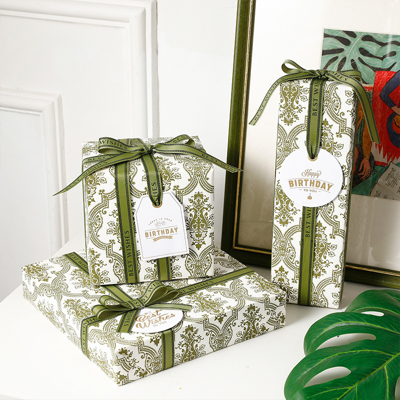 Texted Light Luxury Dark Pattern Wrapping Paper Gift Paper Photo Frame Decoration Birthday Valentine's Day Gift Large Size Decorative Paper